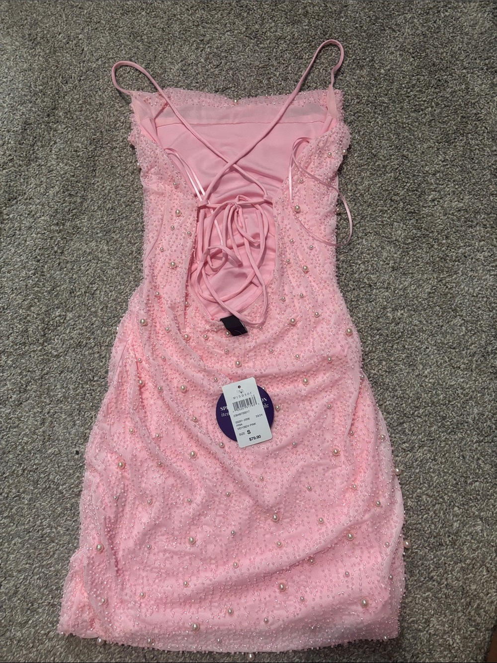 (BOTH DRESSES) Pink Beaded Cowl Neck Dress and White Sequin Dress. NWT - Picture 5 of 5